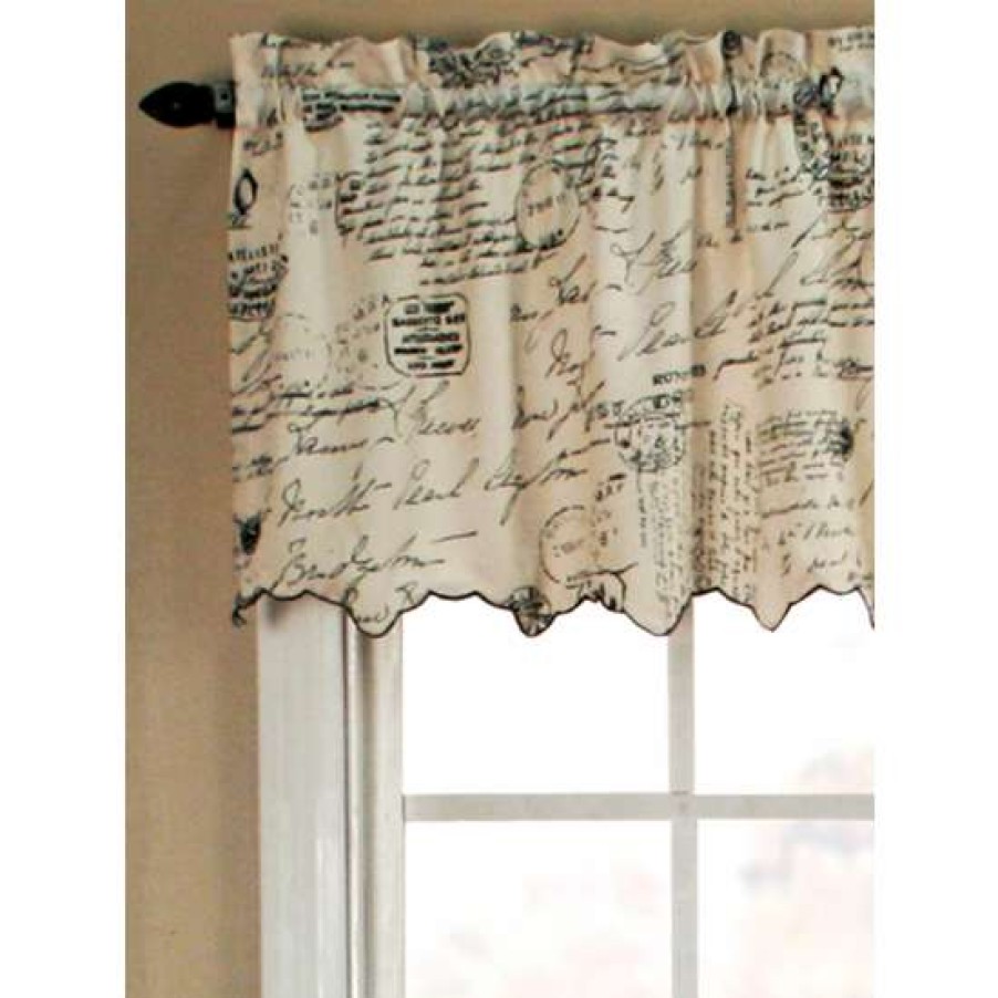 Valances * | Outlet Vermont Country Store Classic Cursive Rod Pocket Tailored Valance Black