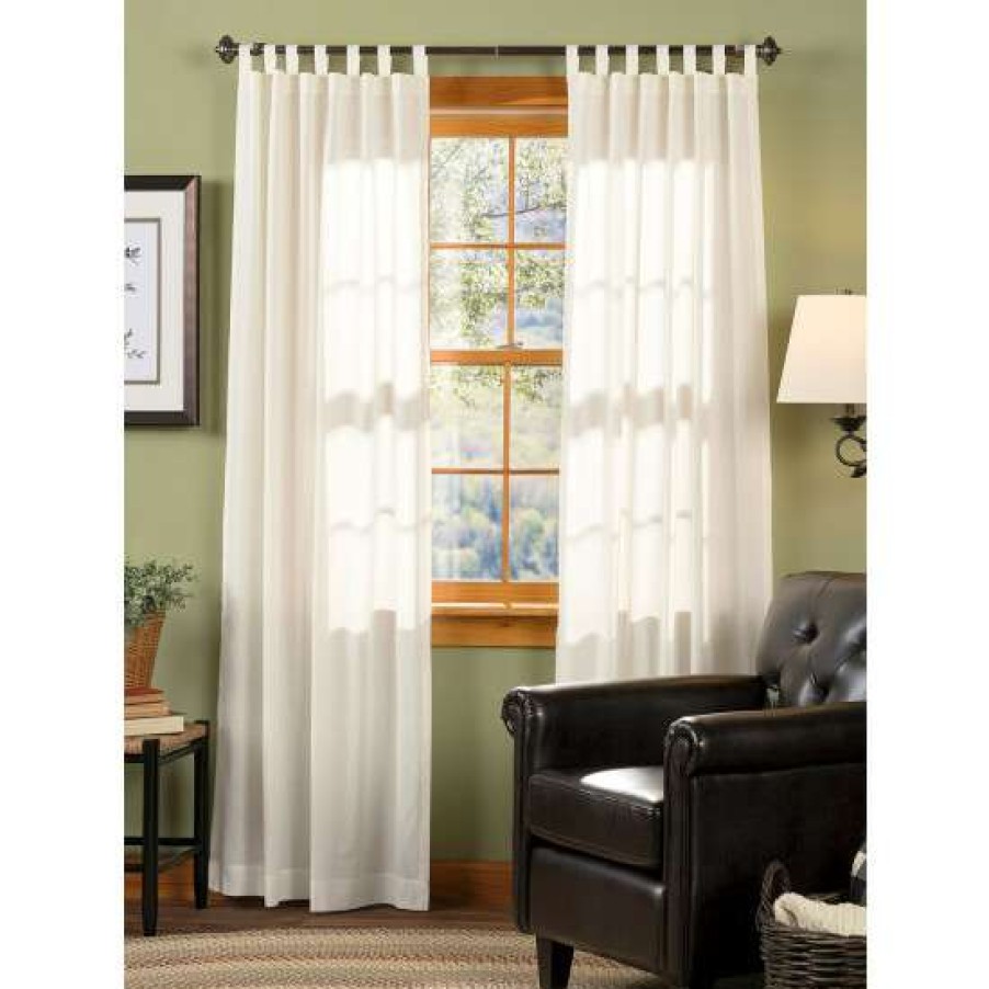 Curtains & Drapes * | Top 10 Vermont Country Store Striped Semi-Sheer Tab Top Panel