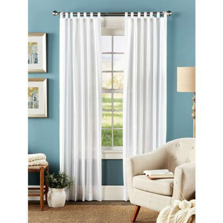 Curtains & Drapes * | Top 10 Vermont Country Store Striped Semi-Sheer Tab Top Panel