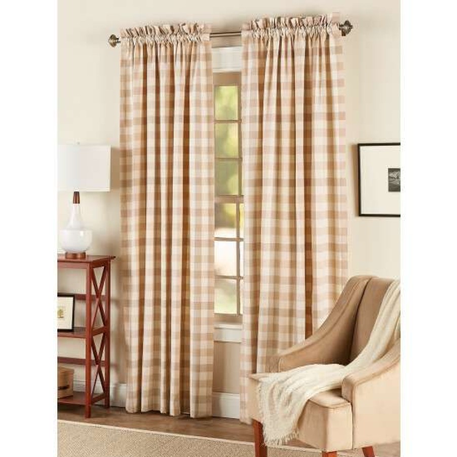 Curtains & Drapes * | Hot Sale Vermont Country Store Moire Plaid Rod Pocket Curtains