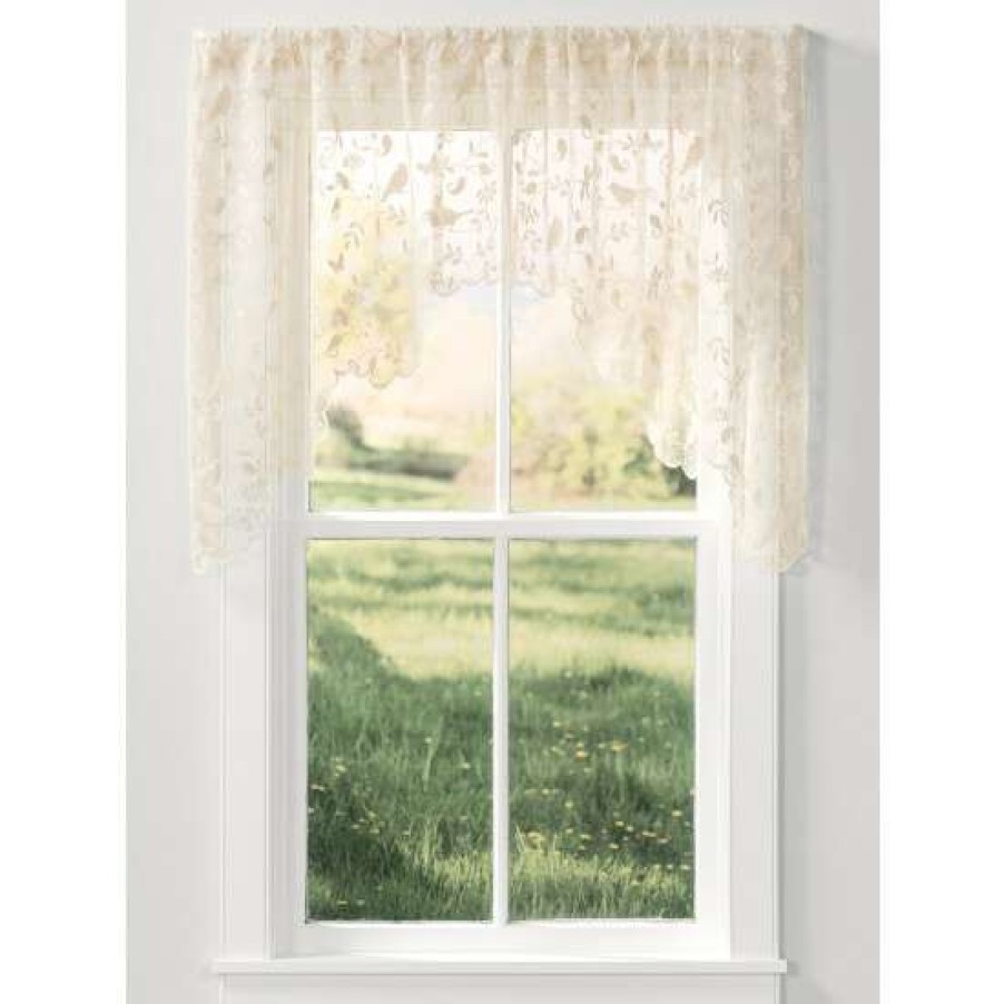 Valances * | Cheap Vermont Country Store Birdsong Lace Rod Pocket Swag Pair