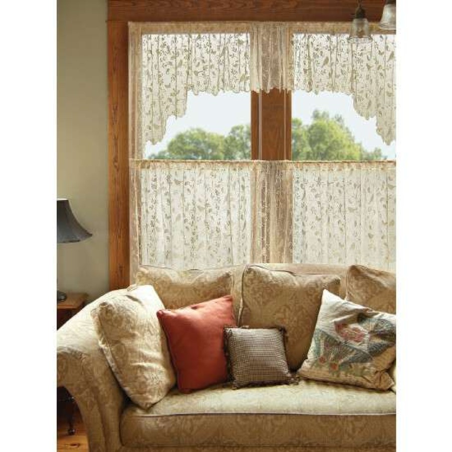 Valances * | Cheap Vermont Country Store Birdsong Lace Rod Pocket Swag Pair