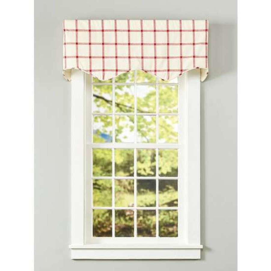 Valances * | Promo Vermont Country Store Windowpane Plaid Rod Pocket Scalloped Valance