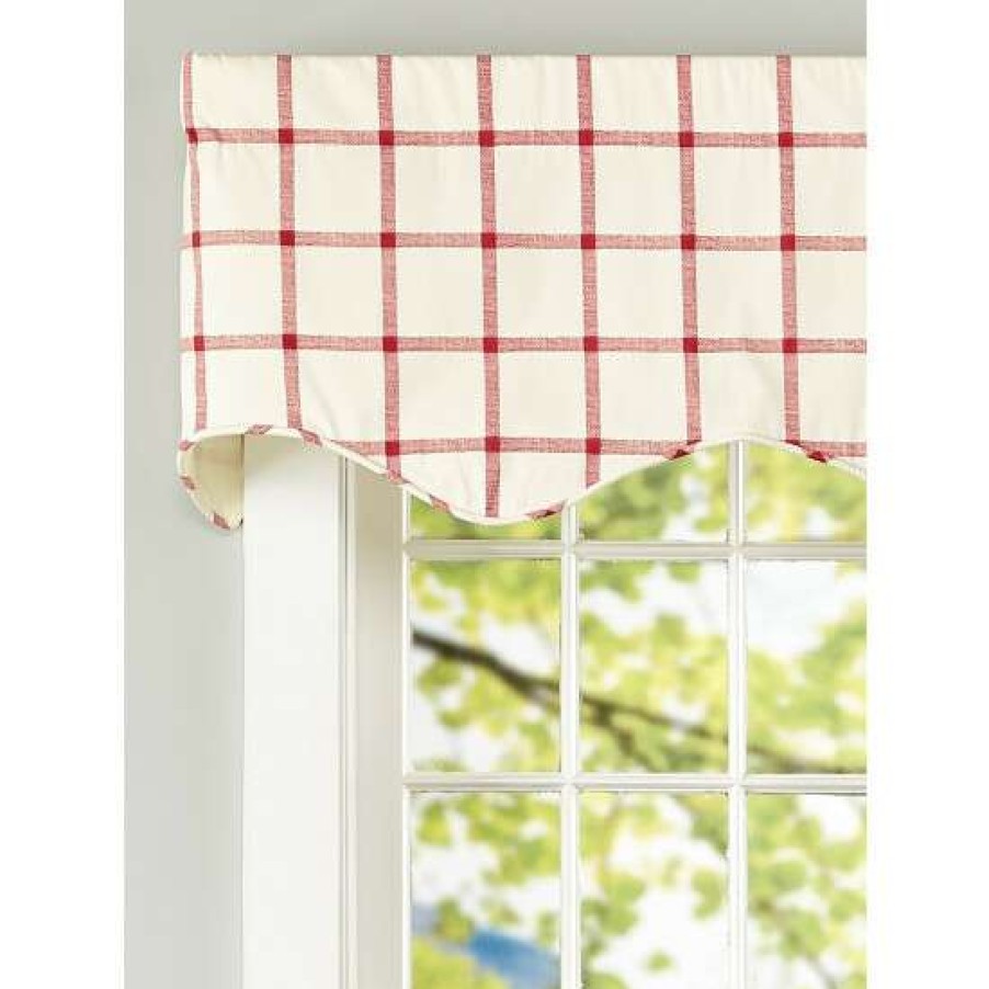 Valances * | Promo Vermont Country Store Windowpane Plaid Rod Pocket Scalloped Valance