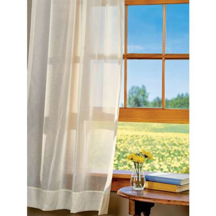 Curtains & Drapes * | Budget Vermont Country Store Cotton Voile Semi-Sheer Rod Pocket Curtains Or Tiers