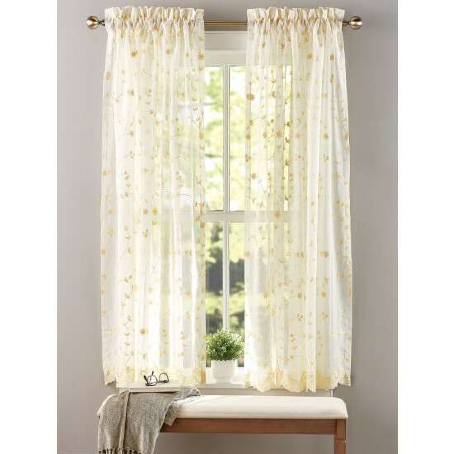 Curtains & Drapes * | Best Sale Vermont Country Store Embroidered Scalloped Rod Pocket Panel