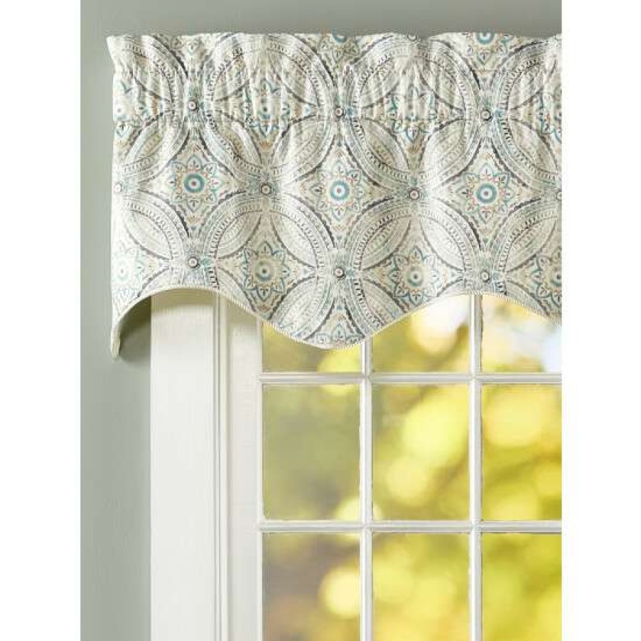 Valances * | Best Sale Vermont Country Store Paisley Elegance Lined Rod Pocket Scalloped Valance Natural Multi