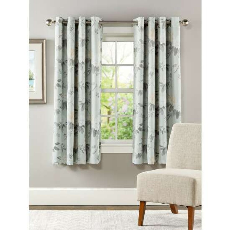 Curtains & Drapes * | Wholesale Vermont Country Store Supreme Blackout Floral Grommet Top Short Panel With Pull Wand