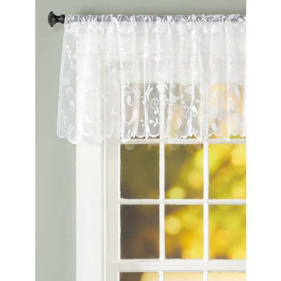 Valances * | Hot Sale Vermont Country Store Birdsong Lace Rod Pocket Tailored Valance