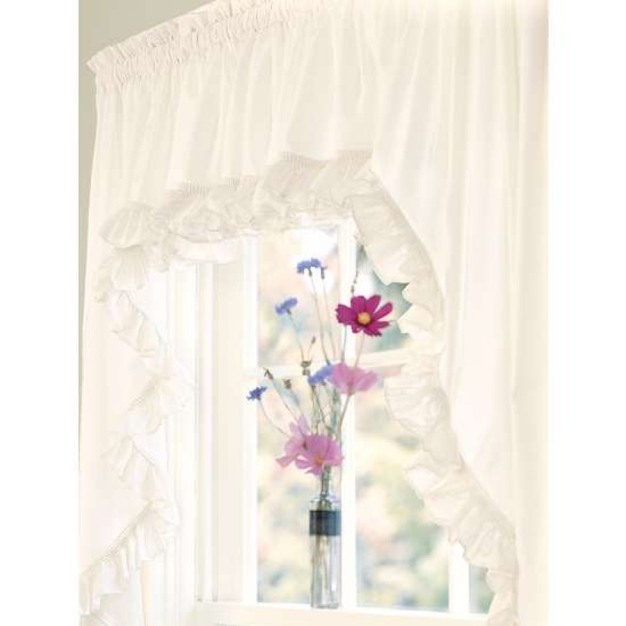 Valances * | Outlet Vermont Country Store Narrow Ruffles Rod Pocket Priscilla Swag Pair