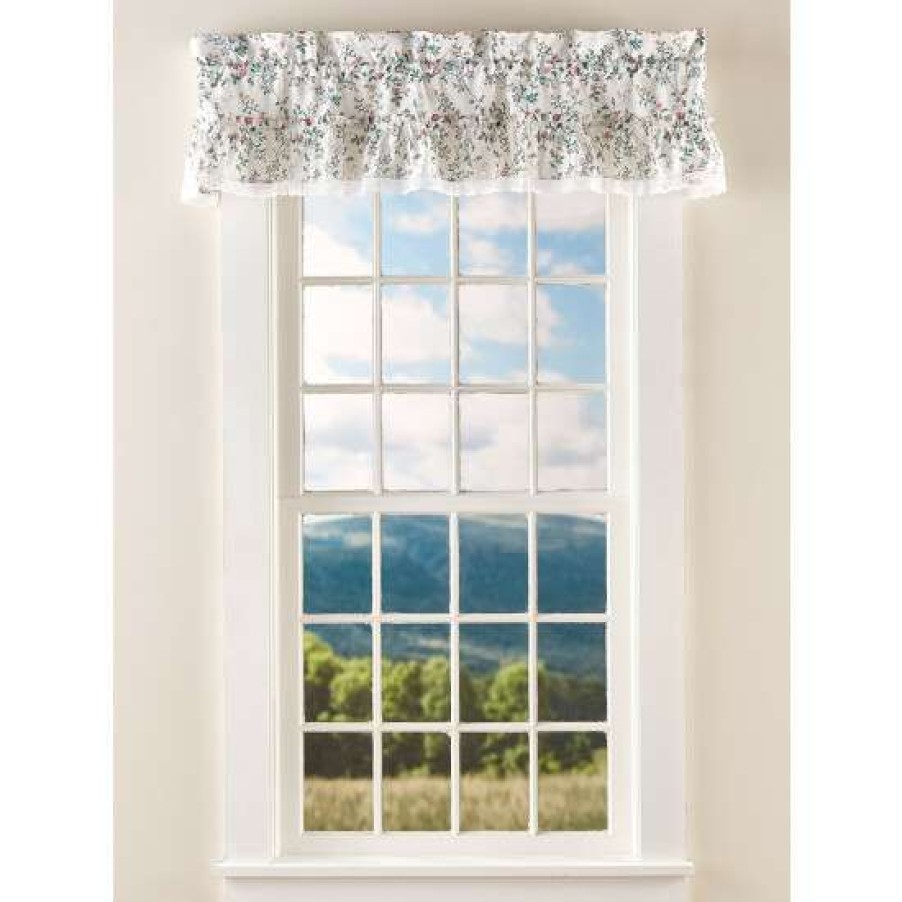 Valances * | Best Pirce Vermont Country Store Floral And Lace Rod Pocket Tailored Valance White Floral