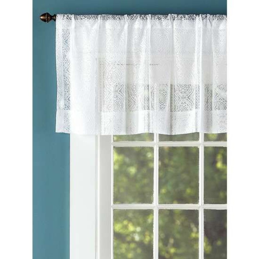 Valances * | Hot Sale Vermont Country Store Lacy Medallion Rod Pocket Tailored Valance