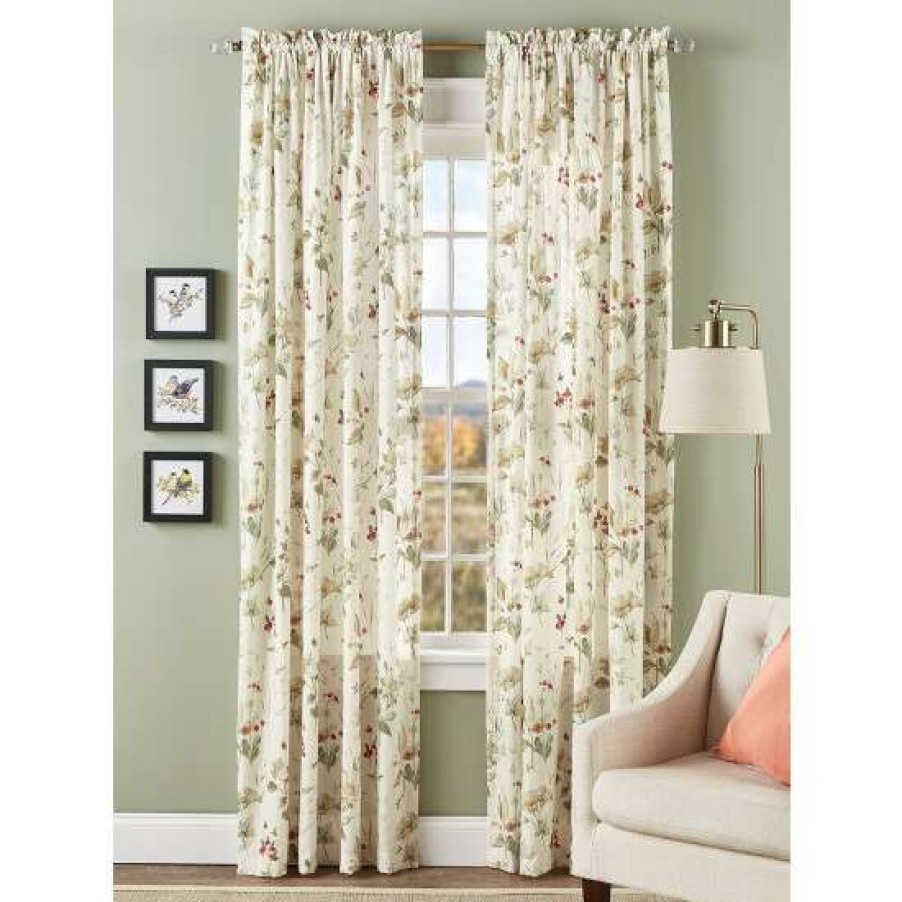 Curtains & Drapes * | Best Sale Vermont Country Store Mille Fleur Rod Pocket Panel Natural