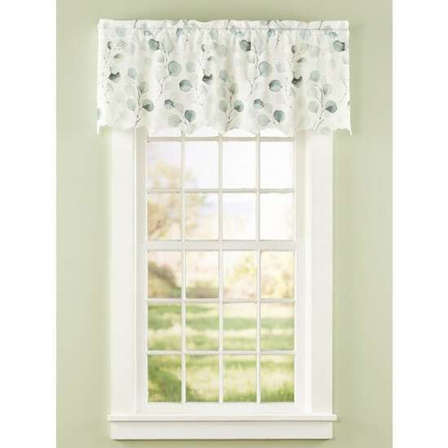 Valances * | Promo Vermont Country Store Fresh Floral Rod Pocket Scalloped Valance Spa Green