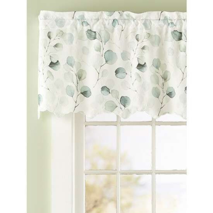 Valances * | Promo Vermont Country Store Fresh Floral Rod Pocket Scalloped Valance Spa Green