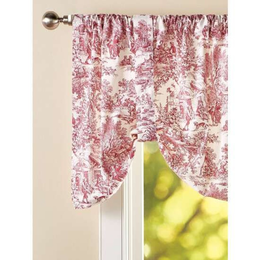 Valances * | Discount Vermont Country Store Essex Toile Rod Pocket Tie-Up Valance