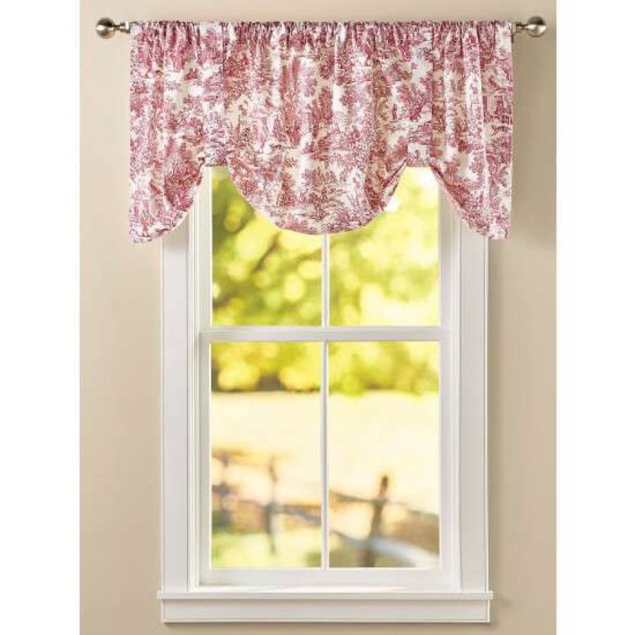 Valances * | Discount Vermont Country Store Essex Toile Rod Pocket Tie-Up Valance