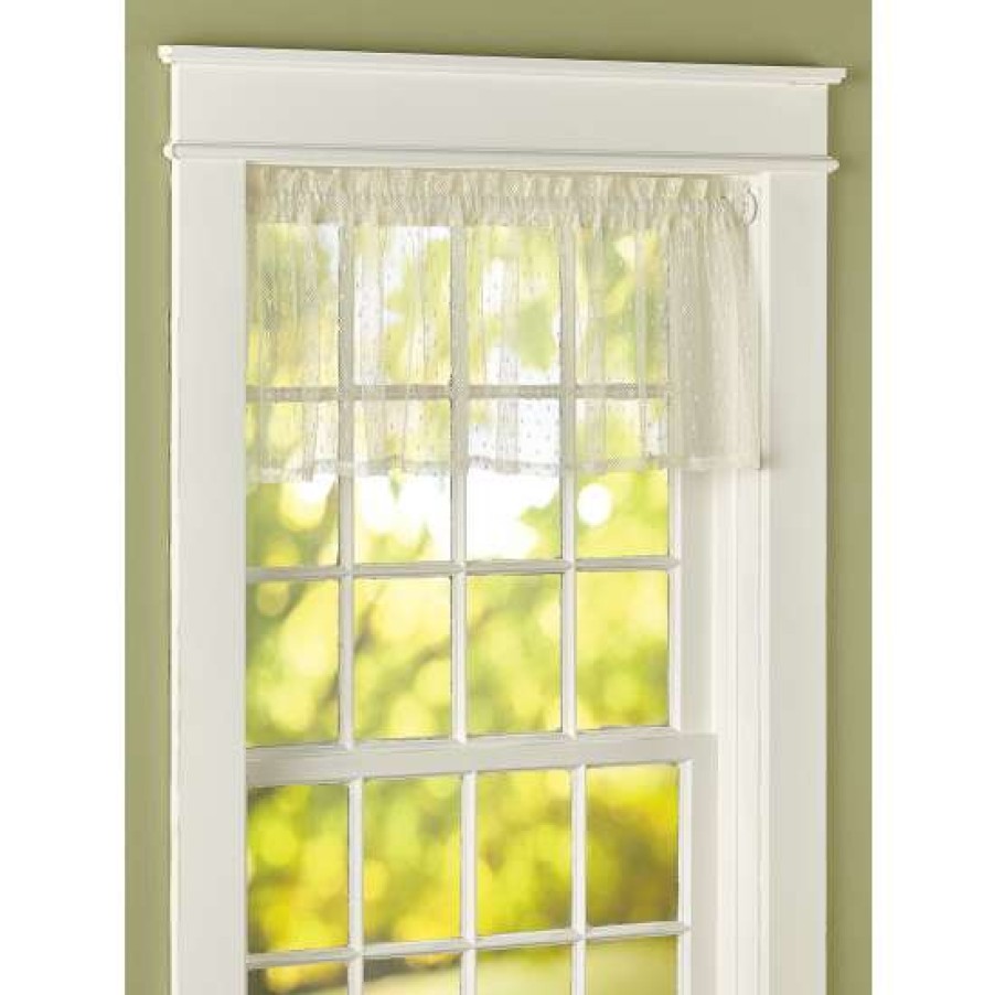 Valances * | Best Pirce Vermont Country Store Point D'Esprit Rod Pocket Sheer Tailored Valance