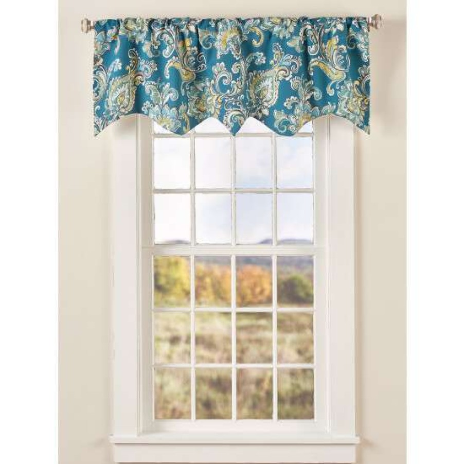 Valances * | Brand New Vermont Country Store Regal Paisley Lined Rod Pocket Scalloped Valance