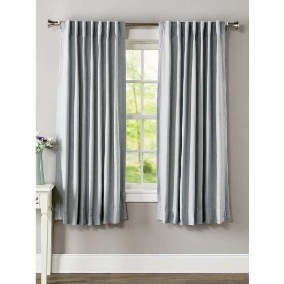 Curtains & Drapes * | Cheapest Vermont Country Store Soft Chevron Lined Rod Pocket Short Panel With Back Tabs