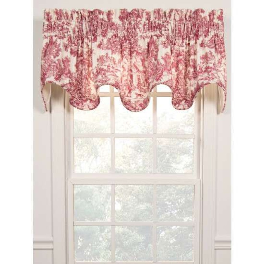 Valances * | Top 10 Vermont Country Store Essex Toile Lined Rod Pocket Scalloped Valance