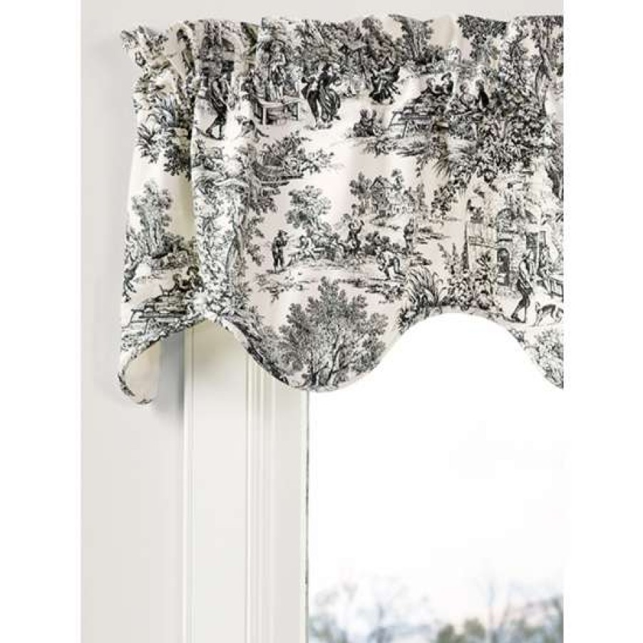 Valances * | Top 10 Vermont Country Store Essex Toile Lined Rod Pocket Scalloped Valance