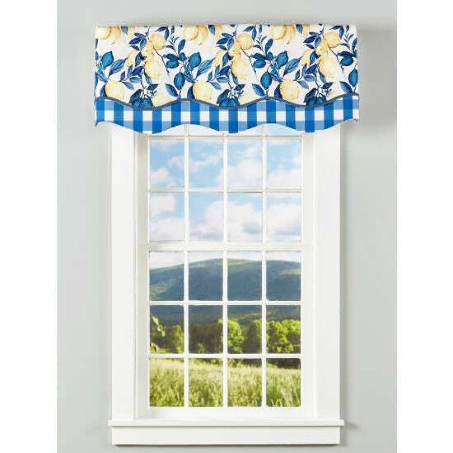 Valances * | Cheap Vermont Country Store Lemon Sunshine Rod Pocket Scalloped Valance