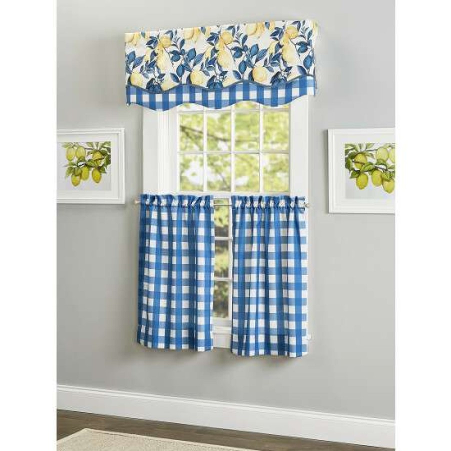 Valances * | Cheap Vermont Country Store Lemon Sunshine Rod Pocket Scalloped Valance