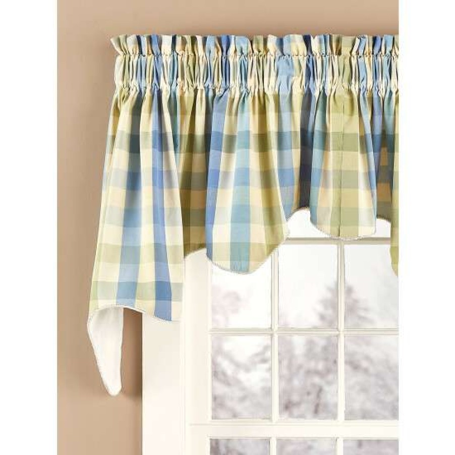 Valances * | Flash Sale Vermont Country Store Moire Plaid Lined Rod Pocket Princess Swag Pair