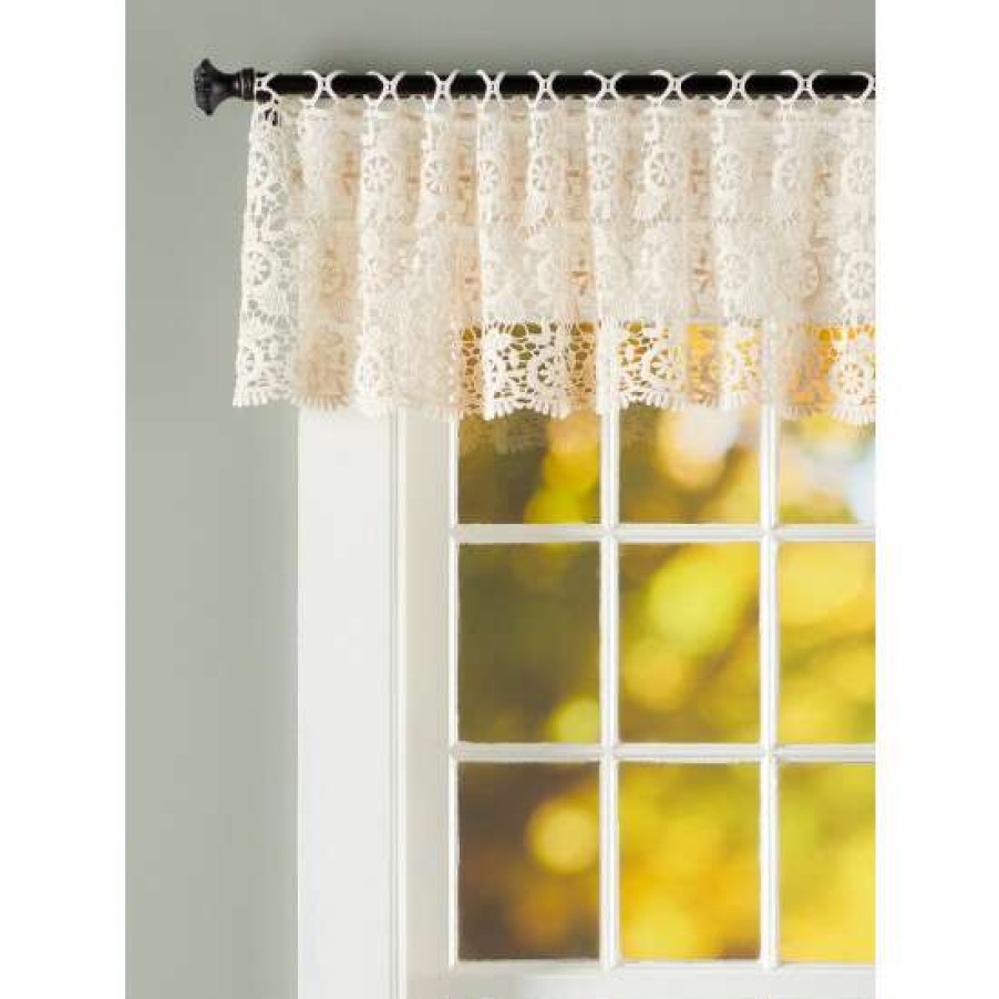 Valances * | Top 10 Vermont Country Store Floral Medallions Macrame Tailored Valance