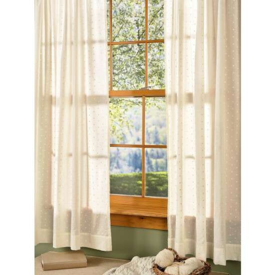 Curtains & Drapes * | Buy Vermont Country Store Swiss Dot Semi-Sheer Rod Pocket Curtains