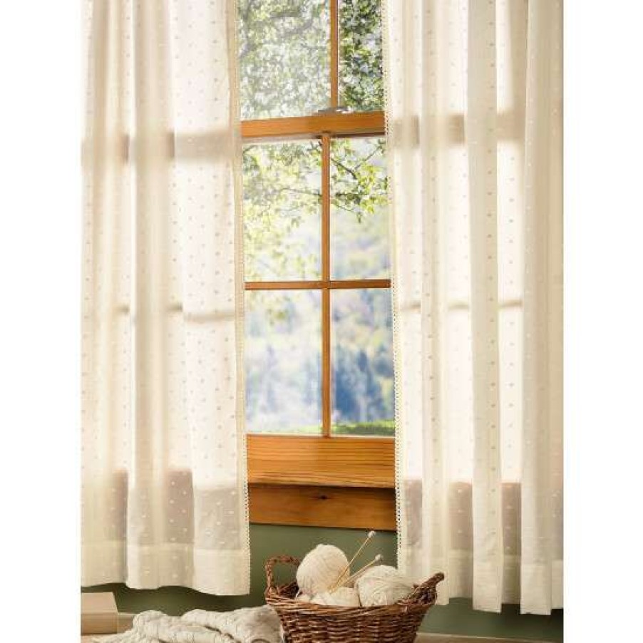 Curtains & Drapes * | Buy Vermont Country Store Swiss Dot Semi-Sheer Rod Pocket Curtains