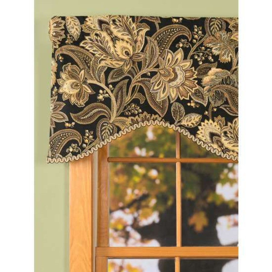 Valances * | Wholesale Vermont Country Store Jacobean Paisley Lined Rod Pocket Scalloped Valance