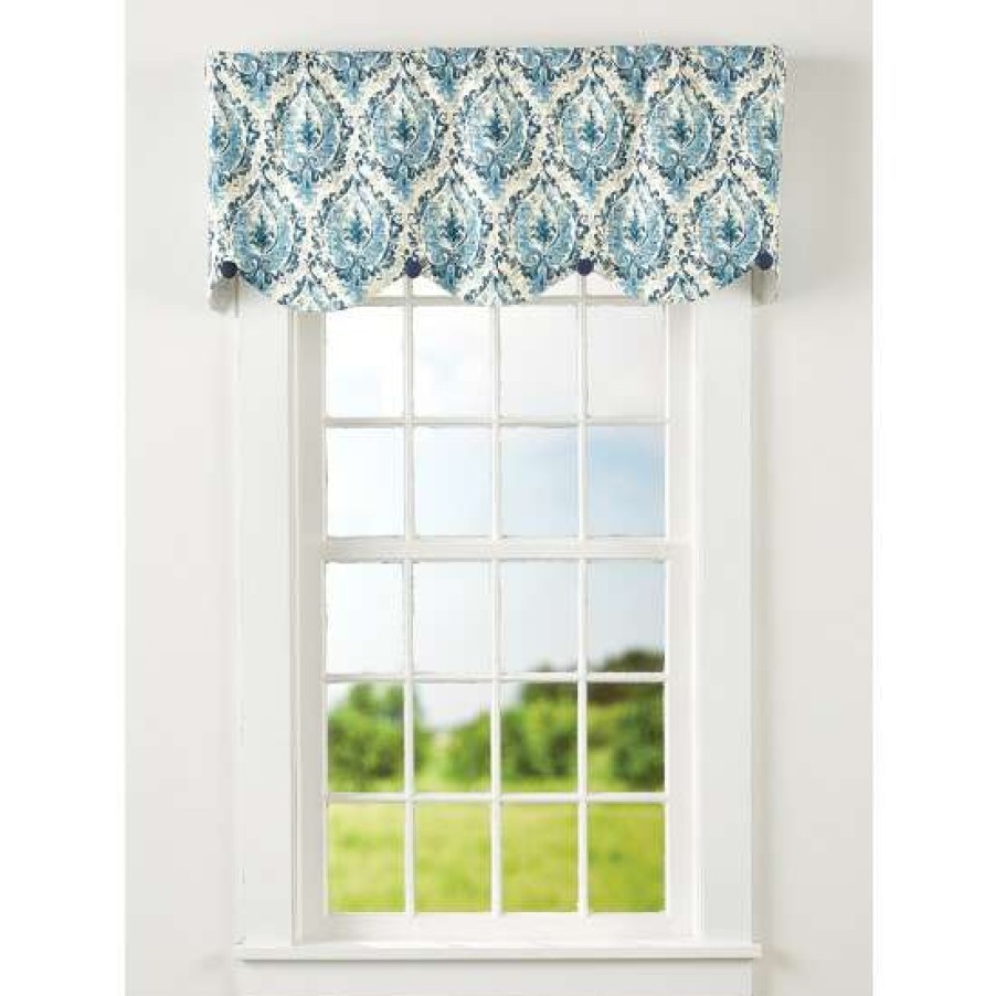 Valances * | Buy Vermont Country Store Fenton Medallion Rod Pocket Scalloped Button Valance