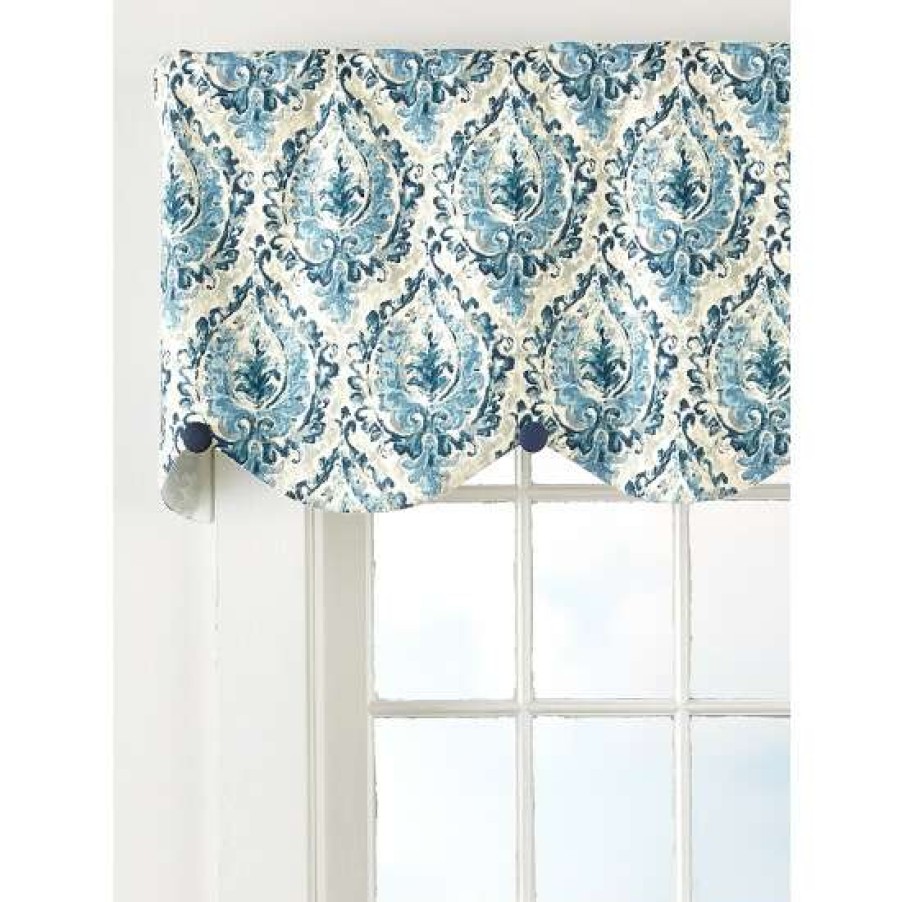 Valances * | Buy Vermont Country Store Fenton Medallion Rod Pocket Scalloped Button Valance