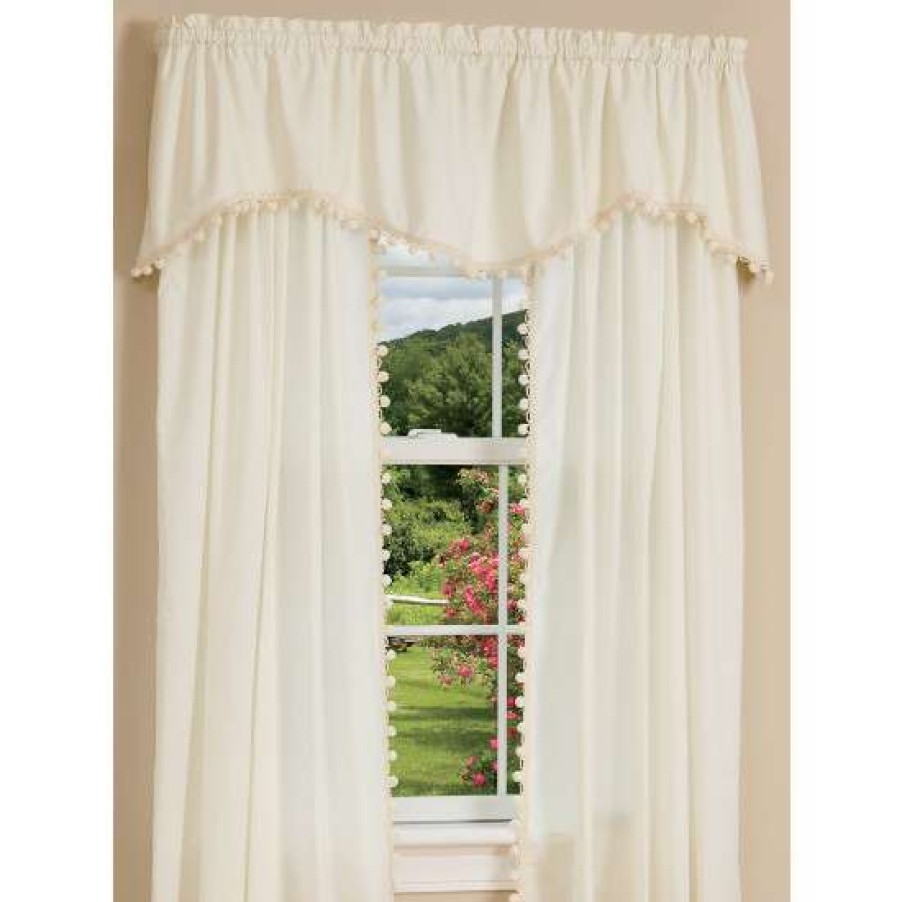 Valances * | Coupon Vermont Country Store Classic Ball Fringe Rod Pocket Scalloped Valance