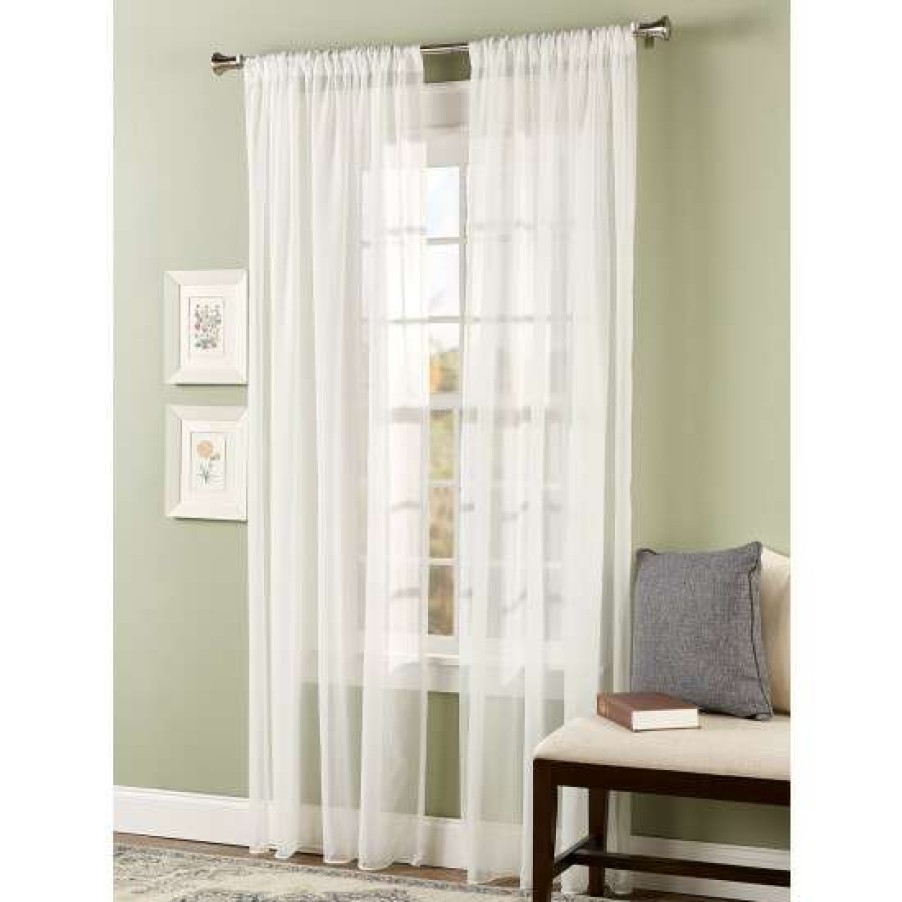 Curtains & Drapes * | Brand New Vermont Country Store Weighted Corded Hem Sheer Dual Rod Pocket Panel