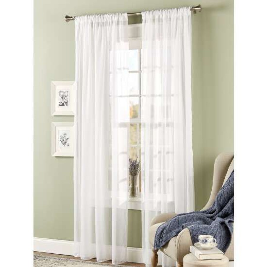 Curtains & Drapes * | Brand New Vermont Country Store Weighted Corded Hem Sheer Dual Rod Pocket Panel