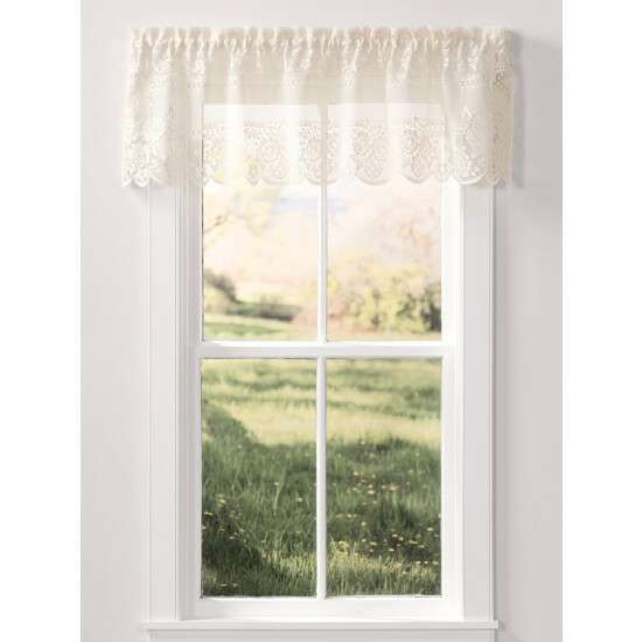 Valances * | Cheap Vermont Country Store Garden Rose Lace Rod Pocket Valance