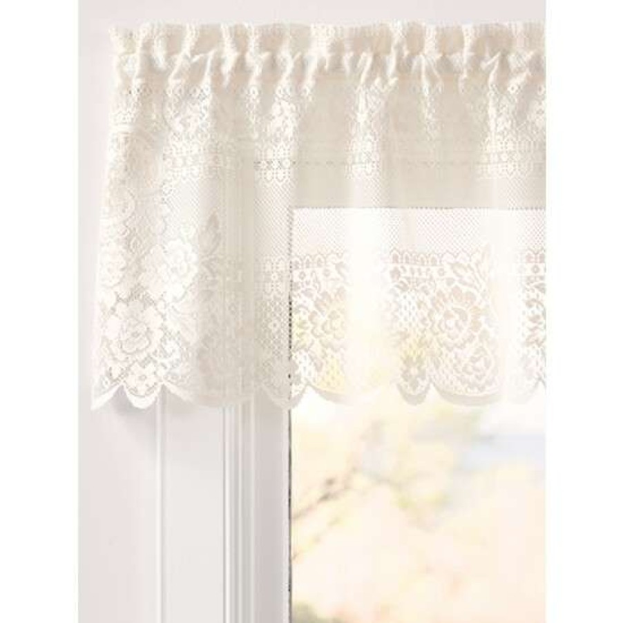 Valances * | Cheap Vermont Country Store Garden Rose Lace Rod Pocket Valance