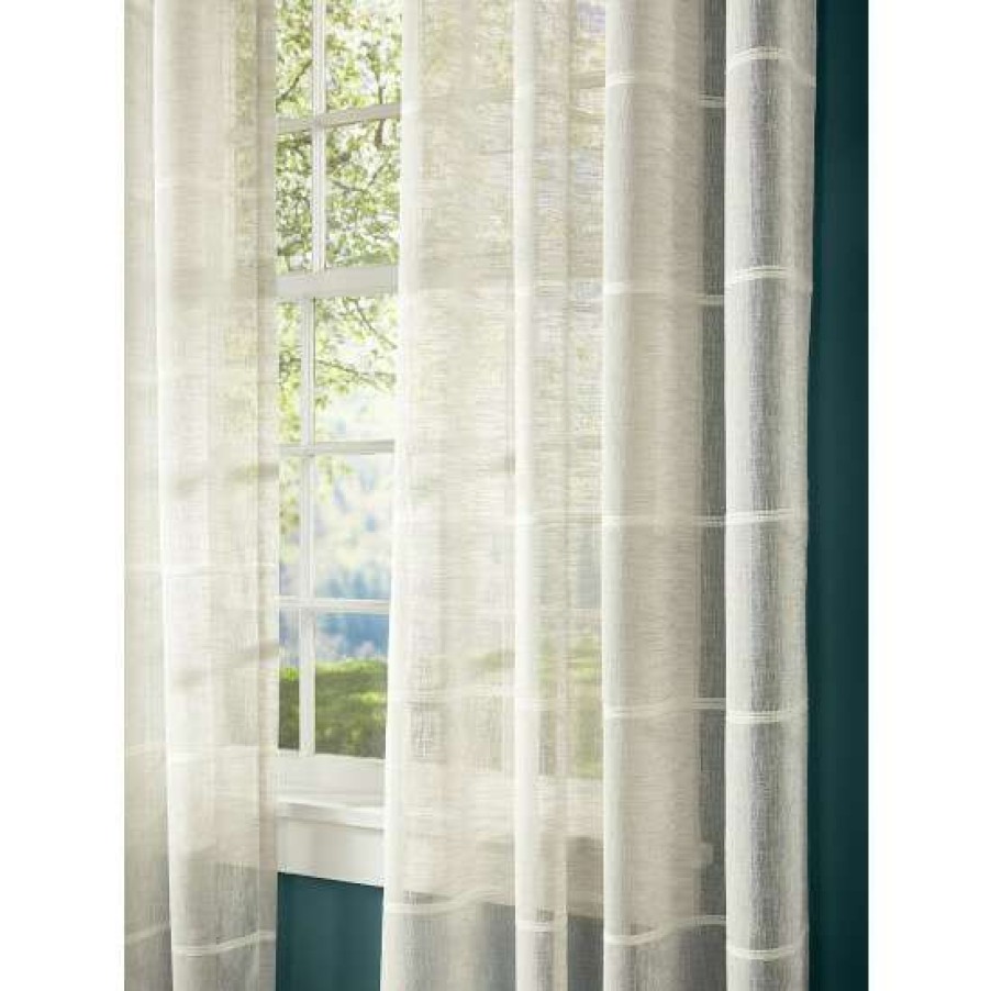 Curtains & Drapes * | Best Deal Vermont Country Store Chenille Stripe Sheer Rod Pocket Panel With Back Tabs