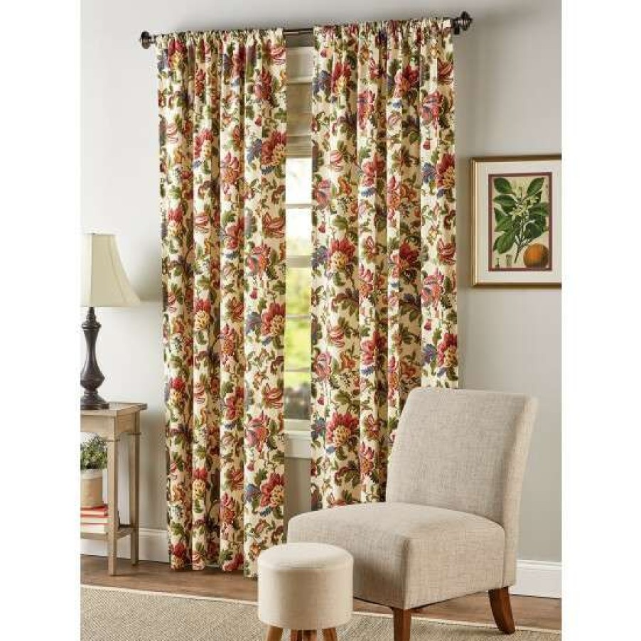 Curtains & Drapes * | Flash Sale Vermont Country Store Hearthwood Floral Lined Rod Pocket Curtains