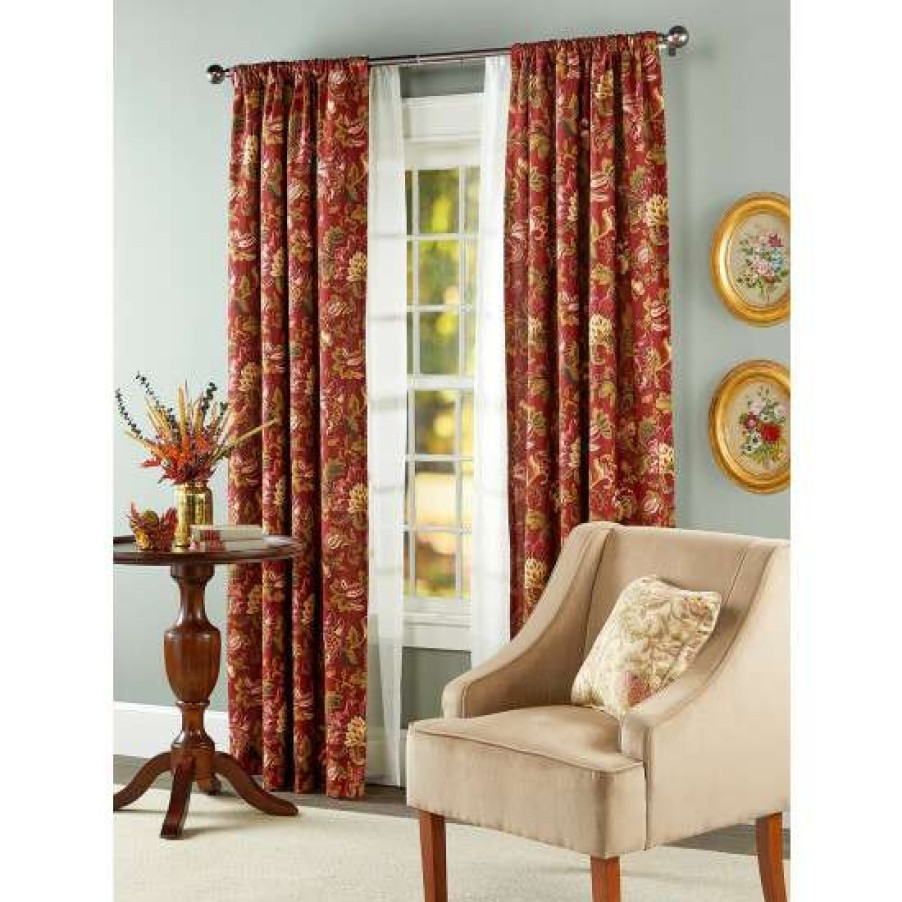 Curtains & Drapes * | Flash Sale Vermont Country Store Hearthwood Floral Lined Rod Pocket Curtains