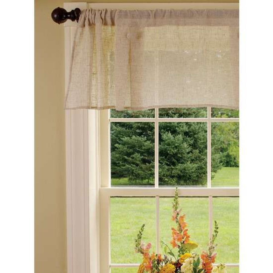 Valances * | Best Pirce Vermont Country Store Sheer Linen Rod Pocket 2-Button Pleated Valance