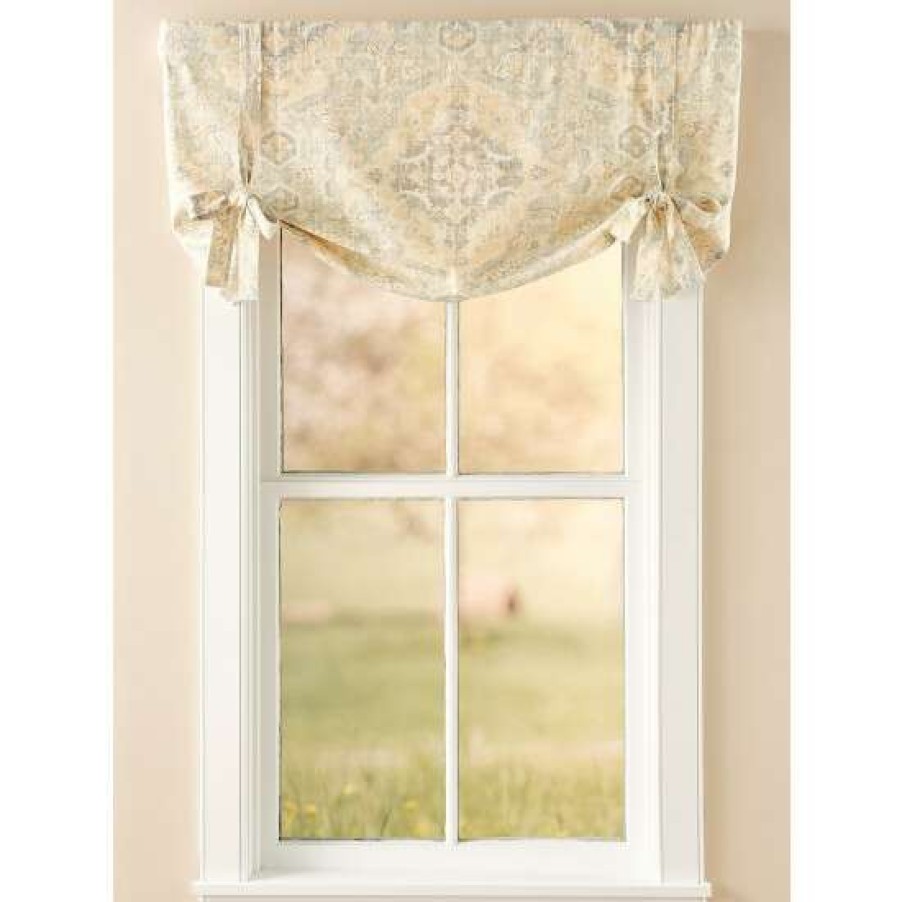 Valances * | Outlet Vermont Country Store Antiqued Watercolor Rod Pocket Tie-Up Valance