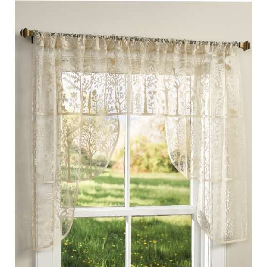 Valances * | Deals Vermont Country Store Tree Of Life Lace Rod Pocket Swag Pair