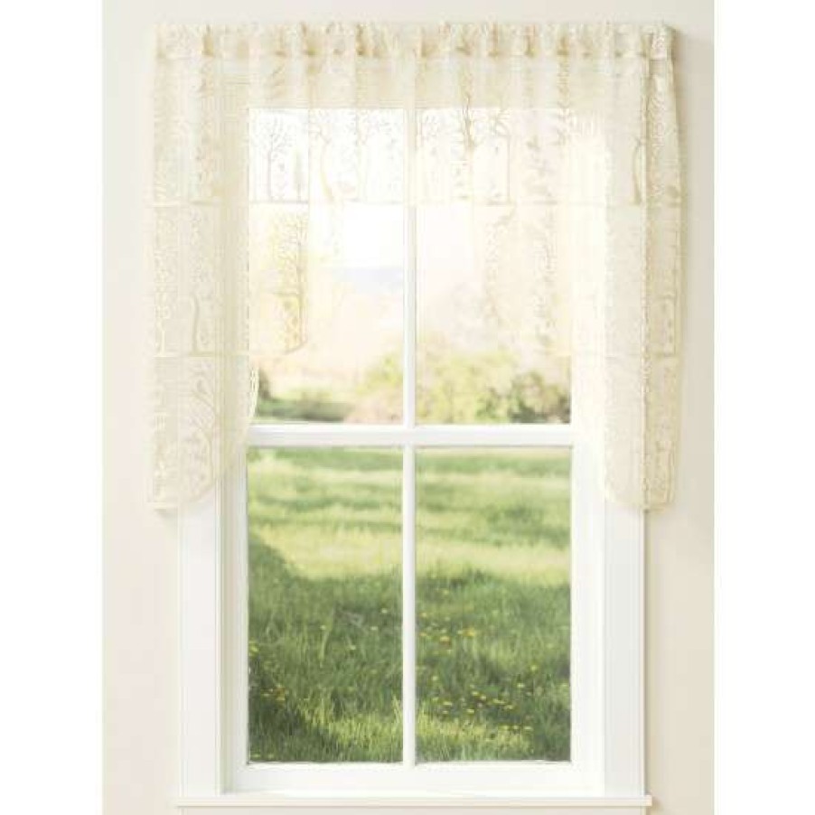 Valances * | Deals Vermont Country Store Tree Of Life Lace Rod Pocket Swag Pair