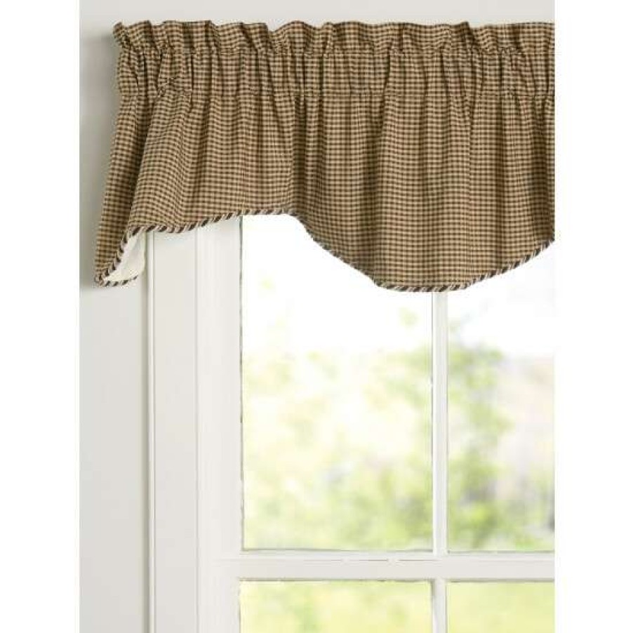 Valances * | Discount Vermont Country Store Colebrook Check Lined Rod Pocket Scalloped Valance