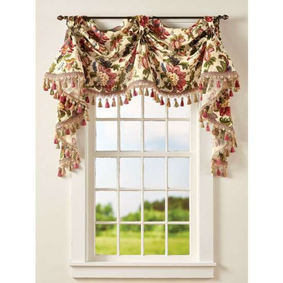 Valances * | Outlet Vermont Country Store Hearthwood Floral Victory Swag With Tassel Trim