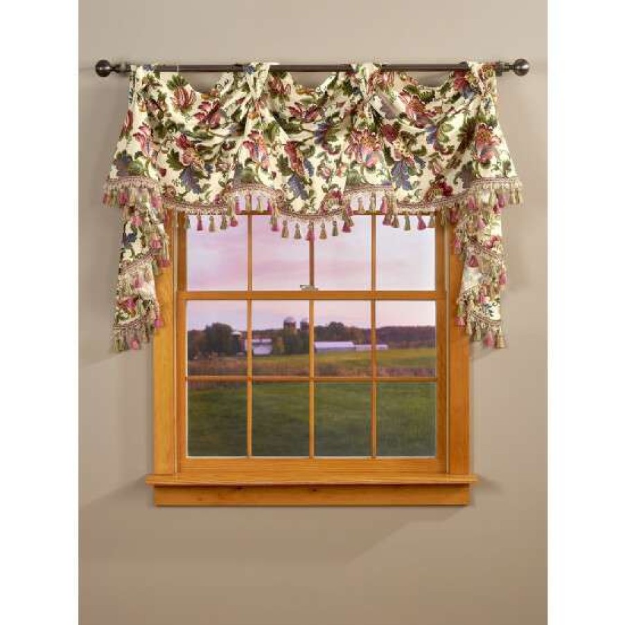 Valances * | Outlet Vermont Country Store Hearthwood Floral Victory Swag With Tassel Trim